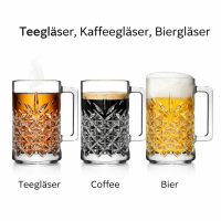 Pasabahce 55472 Teeglas Glasbecher mit Henkel Timeless 315ml (2er Set)