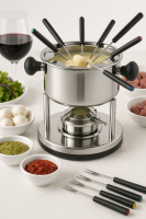 HI - Fondue-Set aus Edelstahl 10-tlg. 17-18,3 x 9,5 (H) cm