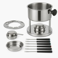 HI - Fondue-Set aus Edelstahl 10-tlg. 17-18,3 x 9,5 (H) cm