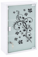 HI - 33288 Medizinschrank Metall mit Glastür und Schloss (bedruckt) in Weiß