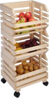HI - Obsthorde mit Rollen Holz Stapelkiste Kartoffelkiste...