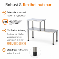 HI - Küchenregal aus Edelstahl Spülbeckenregal...