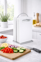 HI - 7-teiliges Frühstücks-Set 6 Schneidebretter mit Ständer weiß