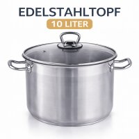 HI Universaltopf Suppentopf mit Glasdeckel und Dampfloch Induktion 10L