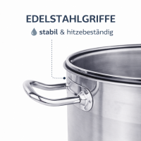 HI Universaltopf Suppentopf mit Glasdeckel und Dampfloch Induktion 10L