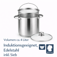 HI - Nudeltopf & Spargeltopf (ca. 4 Liter mit Sieb...