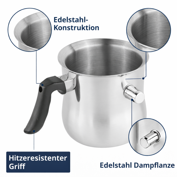 HI - Milchtopf & Simmertopf doppelwandig Edelstahl (1,2 Liter)