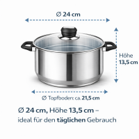 HI - Fleischtopf Sylt Kochtopf Topf aus Edelstahl 5,5 Liter