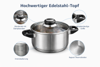 HI - Fleischtopf Sylt Kochtopf Topf aus Edelstahl 1 Liter
