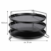 HI - Pizza Backset mit Halter 4er Set Pizzablech Antihaft 3 Backformen