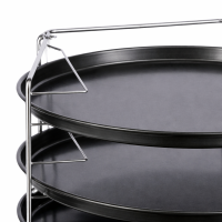 HI - Pizza Backset mit Halter 4er Set Pizzablech Antihaft 3 Backformen
