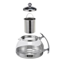 HI - Teekanne aus Glas und Edelstahl mit Teefilter für 1,2 Liter