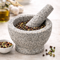 HI - Granitmörser Küchen Mörser Stößel Gewürzmörser Granit Ø 15cm