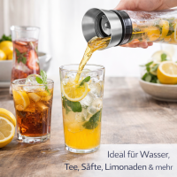 HI - Wasserkaraffe Glaskaraffe Glas-Karaffe Glaskanne Krug 1 L