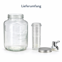 HI - Getränkespender aus Glas mit Zapfhahn Wasserspender 4L