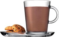 Pasabahce 95781 2er Tassen Set mit Untertasse ca. 38,5 cl aus Glas