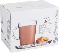 Pasabahce 95781 2er Tassen Set mit Untertasse ca. 38,5 cl aus Glas