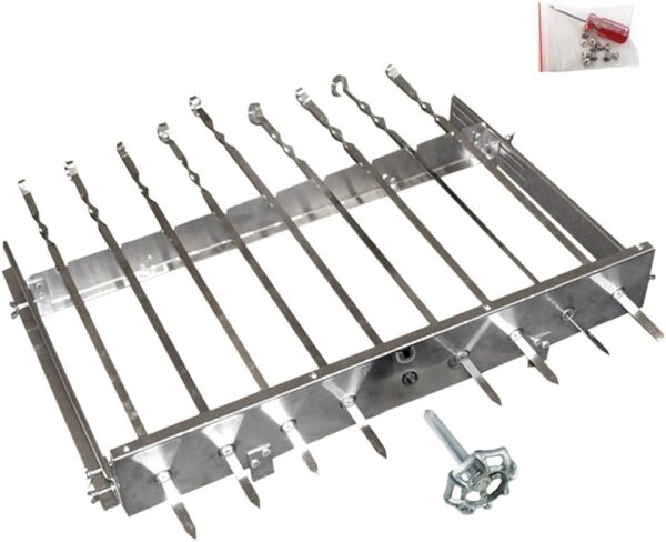 Mehrfacher Drehspieß Ohne Motor für 9 Spieße L-62 cm Breite regulierbar 24-40 cm