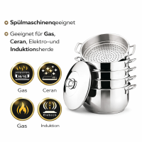 Legro Dampfkocher Mantowarka Gardampfkochtopf Set 18/10 Edelstahl 24cm
