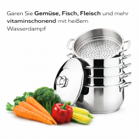 Legro Dampfkocher Mantowarka Gardampfkochtopf Set 18/10 Edelstahl 24cm