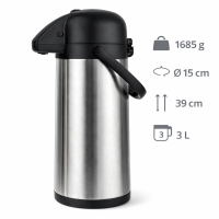 HI - 26115 XXL Isolierkanne Pumpkanne Thermo Kanne...