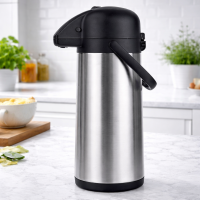 HI - 26115 XXL Isolierkanne Pumpkanne Thermo Kanne Kaffeekanne Edelstahl groß 3 L