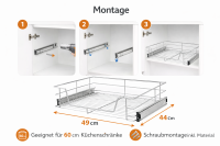 HI - 34042 Teleskopschublade zum Nachrüsten für 60cm Küchenschränke