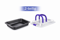 HI - 18022 Kuchenform mit Deckel und Tragegriff antihaftbeschichtet 36x23x4,5 cm