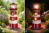 CEPEWA - LED Solar Leuchtturm Leuchtfeuer Turm 38cm Höhe