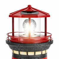 CEPEWA - LED Solar Leuchtturm Leuchtfeuer Turm 38cm Höhe