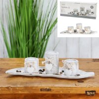 CEPEWA - Teelichthalter Set in antik-weiß auf...