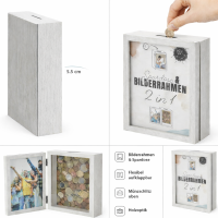 CEPEWA - Spardose Bilderrahmen 2 in 1 Rahmen mit...
