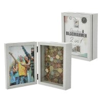 CEPEWA - Spardose Bilderrahmen 2 in 1 Rahmen mit Münzschlitz zum Aufklappen