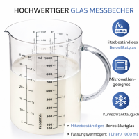 Tescoma Glas-Messbecher Delicia 1000ml hitzebeständiges Borosilikatglas