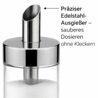 Tescoma Zuckerstreuer aus Glas Edelstahl gebürstet ideal für Zucker 225ml