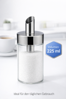 Tescoma Zuckerstreuer aus Glas Edelstahl gebürstet ideal für Zucker 225ml