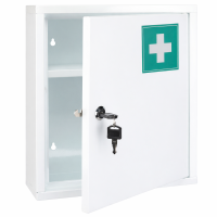 HI - 33329 Medizinschrank aus Stahl mit Tür und Schloss (bedruckt) in Weiß