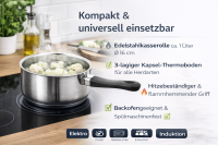 HI - Stielkasserolle Kochtopf Topf Edelstahl 16x7,5cm Induktion geeignet (21307)