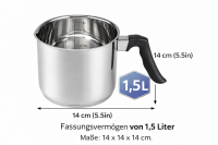 HI - Edelstahl Milchtopf 1,5 Liter Thermoboden 14 cm Sylt Induktion (21306)