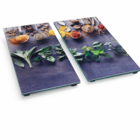HI - Herdabdeckplatten Glas 2tlg 52x30cm mit rutschfesten Füßen Herdabdeckung (28021)