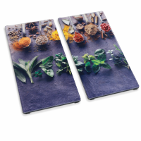 HI - Herdabdeckplatten Glas 2tlg 52x30cm mit rutschfesten Füßen Herdabdeckung (28021)