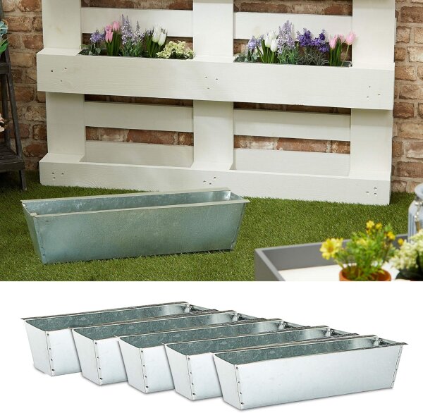 6 x Pflanzkasten verzinktes Stahlblech für Europaletten 38cm B (69099)