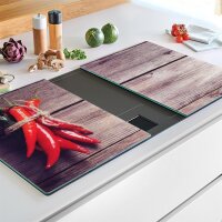 HI - Herdabdeckplatten Glas 2tlg 52x30cm mit rutschfesten Füßen Herdabdeckung (28013)