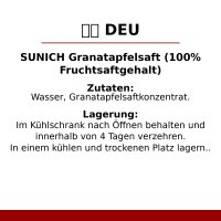 12 x 1 Liter Sunich Granatapfelsaft 100% aus Konzentrat ohne Zucker