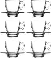 Pasabahce 95040 - 12-tlg Set Tassen mit Unterteller Aqua