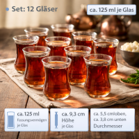 Pasabahce 12er-Set 42021 Türkische Teegläser Teeglas Tee Glas "Optik"