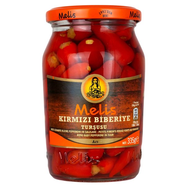 Melis - kleine scharfe rote Pepperoni in Salzlake 335g