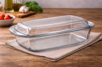 Pasabahce 59009 Auflaufform Servierform rechteckig aus Glas mit Deckel