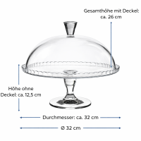 Pasabahce 95200 Patisserie auf Fuß & Deckel aus Glas Ø 32,2 cm