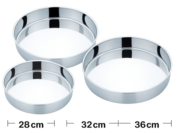 ROLAND Edelstahl rundes Backblech Tepsi 28cm/32cm/36cm (3er Set)
